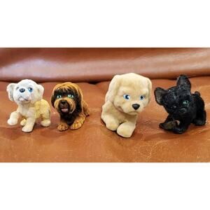 Puppy In My Pocket Set Of 4 Flocked Dogs Collectible Toy Figures Replacements